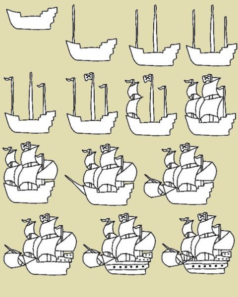 Как нарисовать корабль поэтапно