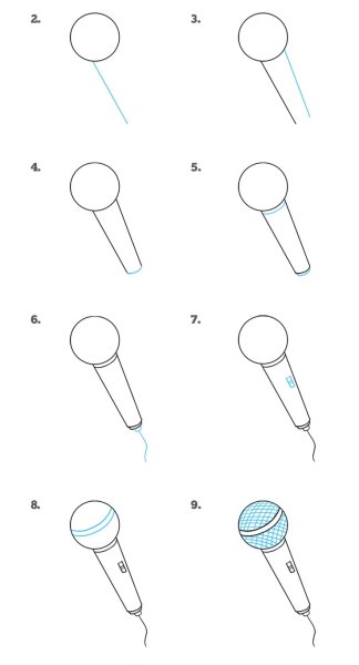 Микрофон поэтапно рисунок