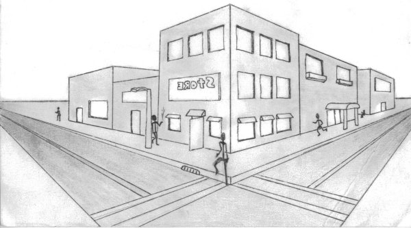 Перспектива с 2 точками схода город