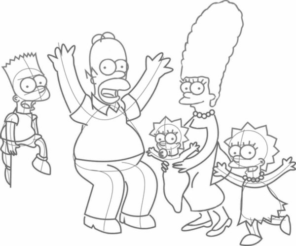 Симпсоны поэтапный рисунок