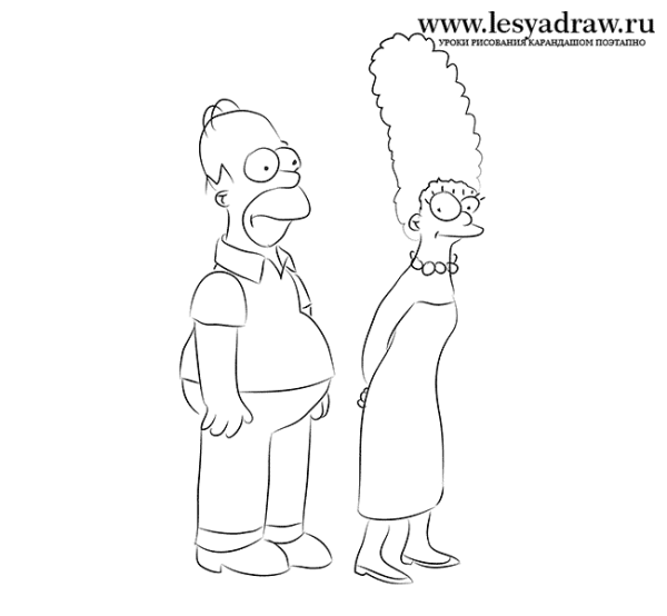 Семья Симпсонов карандашом