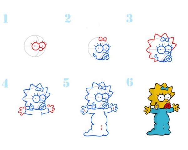 Мэгги симпсон рисунок пошагово