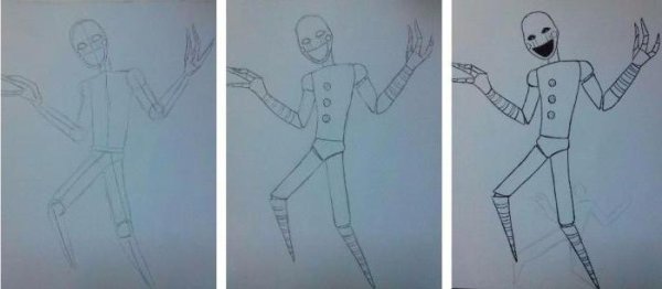 Пошаговое рисование Марионетки