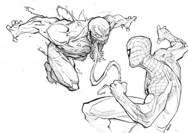 Раскраска Карнаж и человек паук