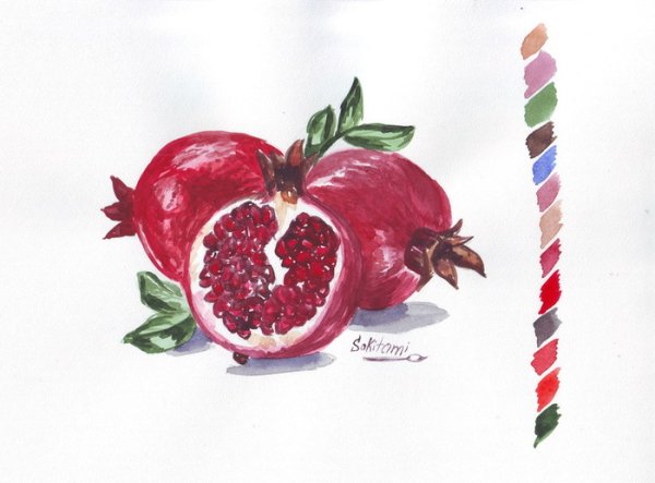 Акварельные приглашения с гранатом