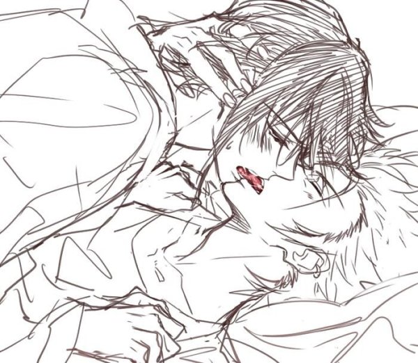 Яой карандашом на тетради