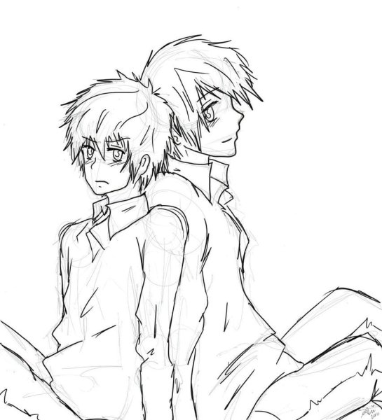 Скетч аниме два парня