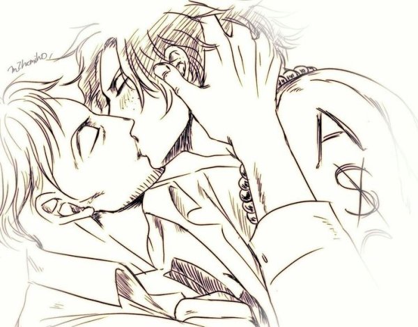 Ван Пис Эйс и Марко яой