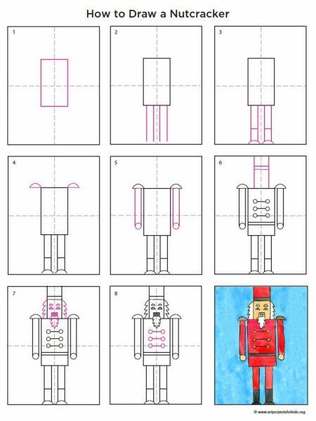 Рисуем Щелкунчика поэтапно для детей