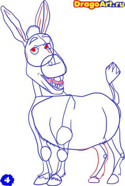 Схема рисования морды осла