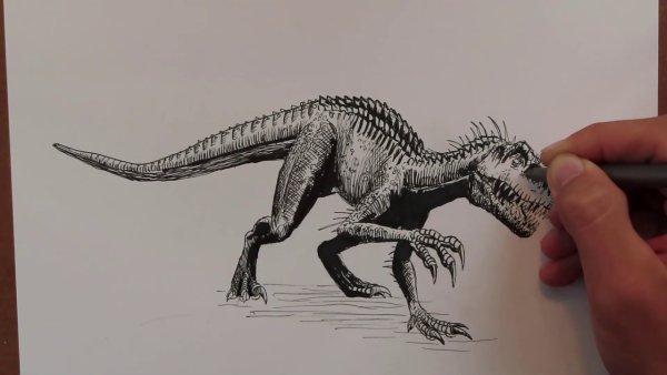 Индораптор карандашом