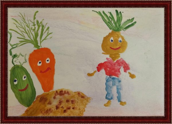 Чиполлино рисунок детский