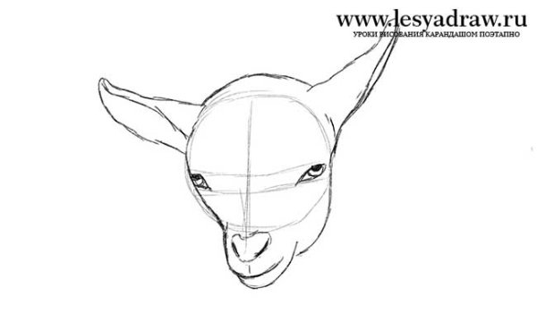 Мультяшный козленок карандашом