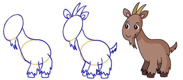 Как рисовать козленка