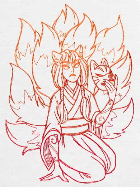 Раскраска Китсуне