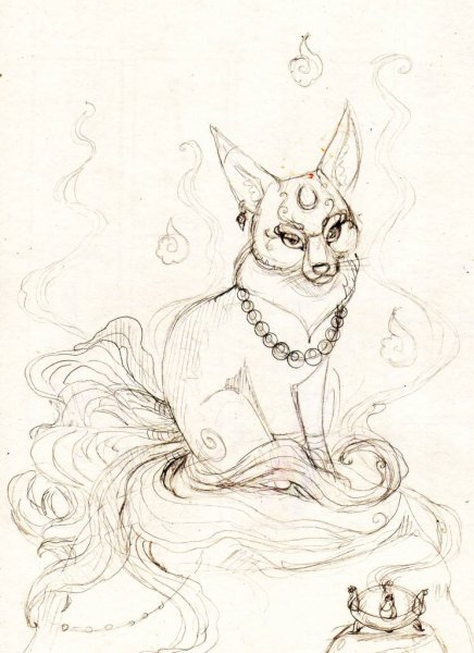 Кицунэ раскраска