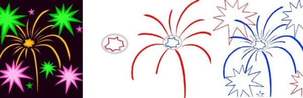 Поэтапное рисование салюта Победы