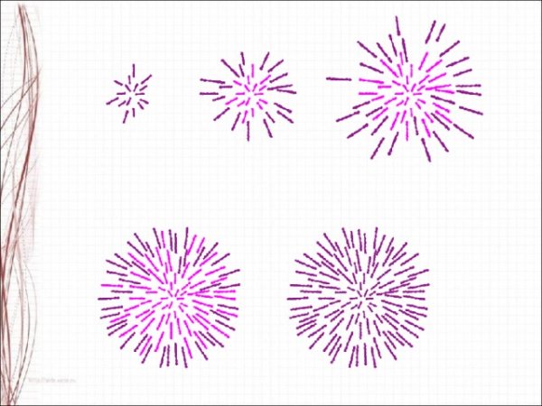 Поэтапное рисование салюта