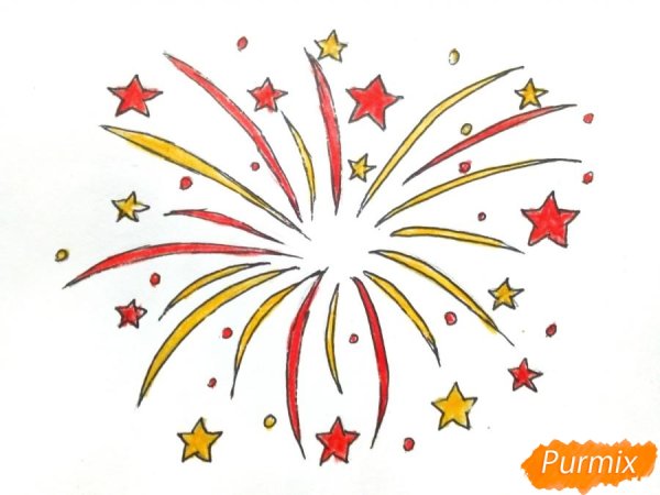 Салют рисунок легкий