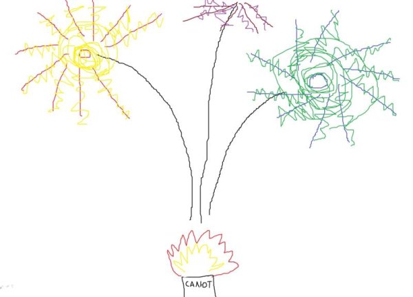 Фейерверки поэтапное рисование