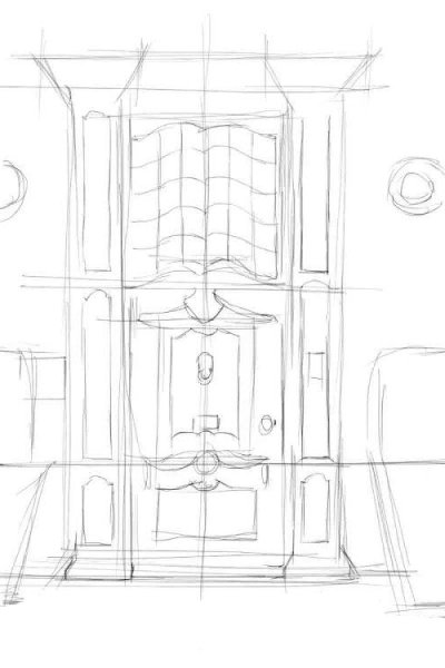 Эскиз двери карандашом