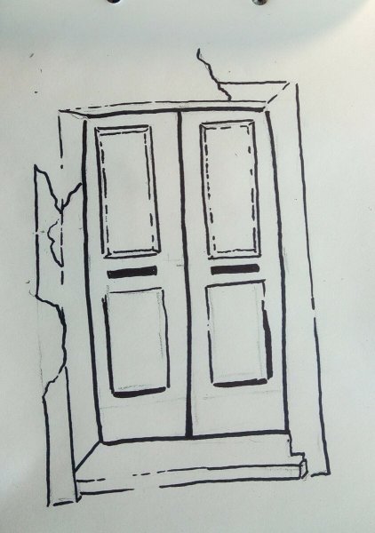 Нарисованная дверь на стене