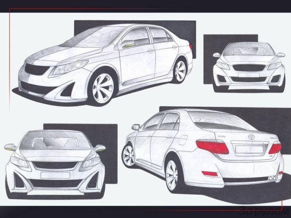 Машина Королла рисунок карандашом