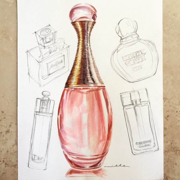 Скетчинг акварелью духи
