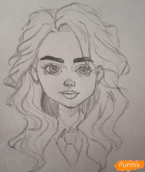 Портрет Гермионы Грейнджер карандашом поэтапно
