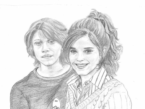 Гермиона Грейнджер и Рон карандашом