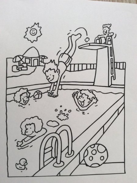 Аквапарк раскраска для детей