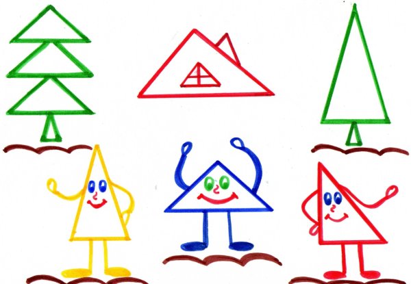 Треугольные геометрические фигуры для дошкольников