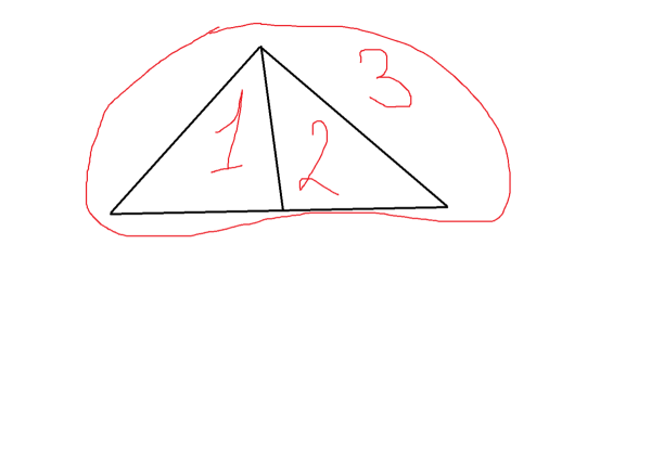 Как в треугольнике провести 1 отрезок чтобы получилось 3 треугольника