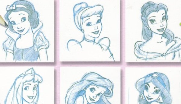 Принцессы Дисней поэтапное рисование