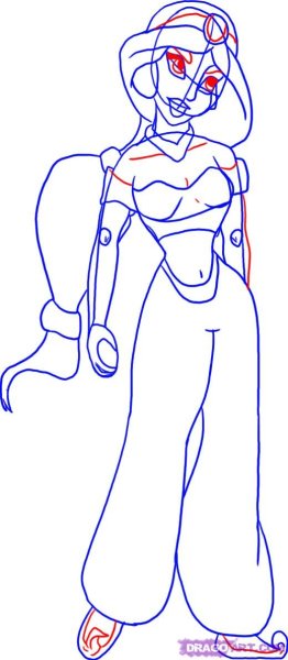 Нарисовать принцессу Жасмин поэтапно