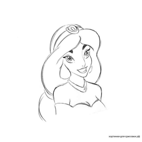 Жасмин Дисней для срисовки