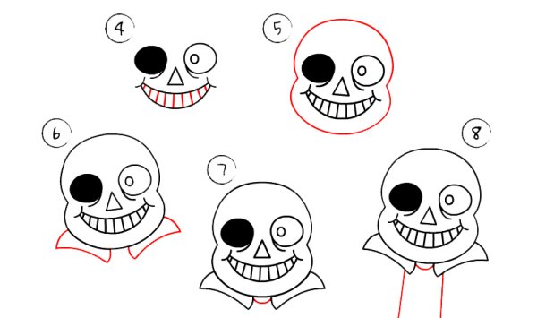 Санс поэтапное рисование