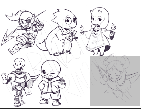 Скетчи персонажей андертейл
