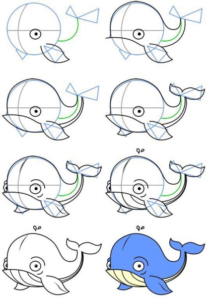 Поэтапное рисование акулы
