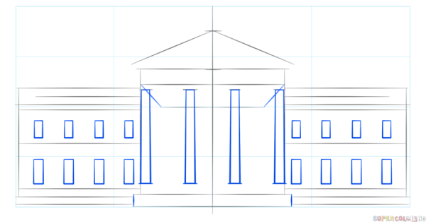 Поэтапное рисование зданий для детей
