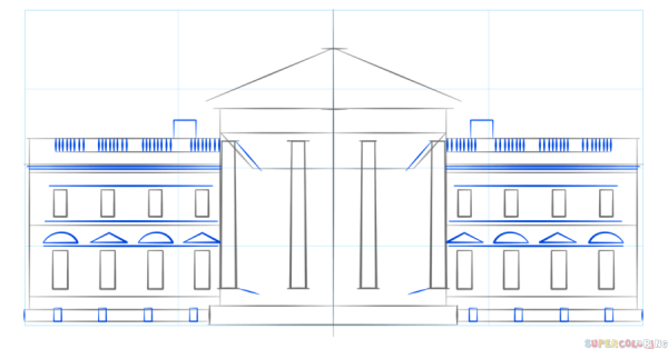 Рисунки зданий поэтапно