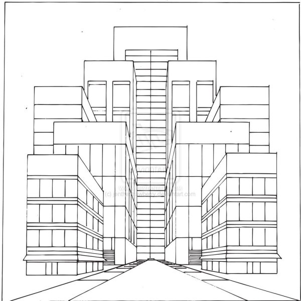Архитектурные здания в перспективе