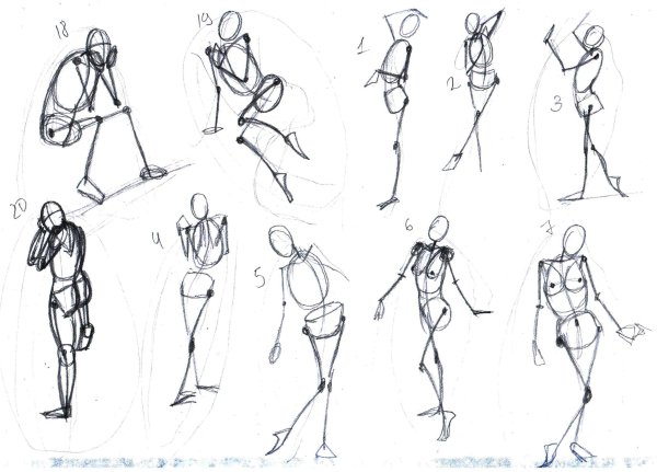 Наброски фигуры человека в статичной позе