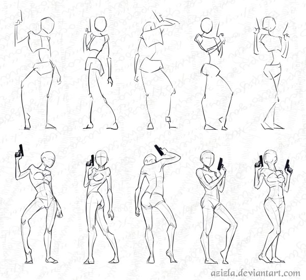 Позы для рисования с пистолетом