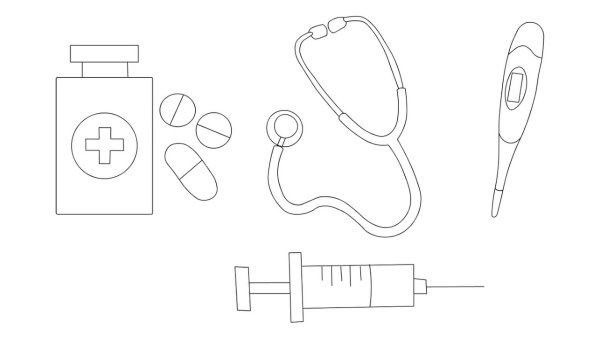 Раскраска медицинские инструменты для детей