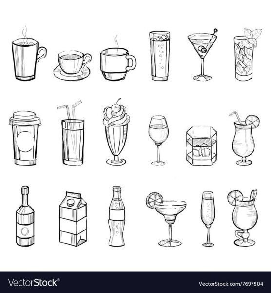 Раскраска много коктейль