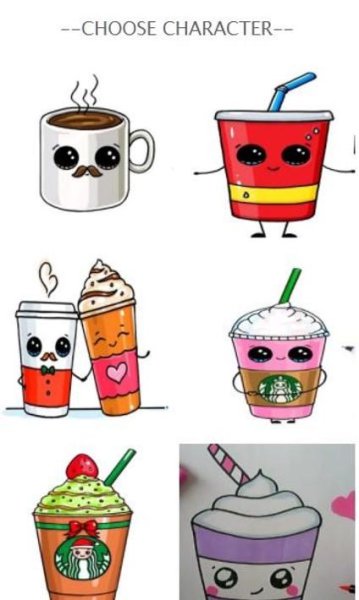 Разные напитки рисунки легкие