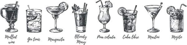 Long Drinks Cocktails draw штрих набросок