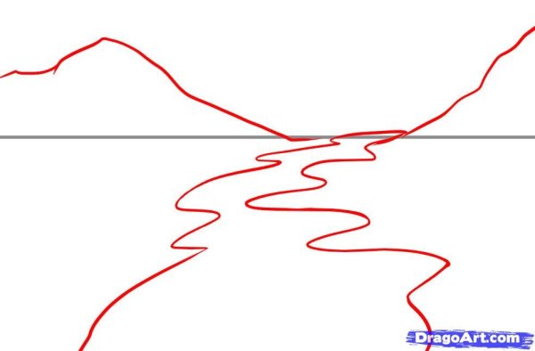 Река рисунок линией