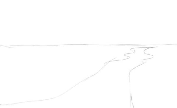 Речка карандашом для начинающих